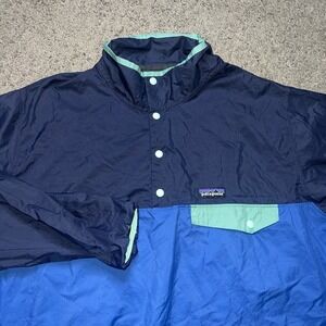 Patagonia Houdini Snap-T Pullover Jacket Men Medium Blue Windbreaker Outdoor EUC